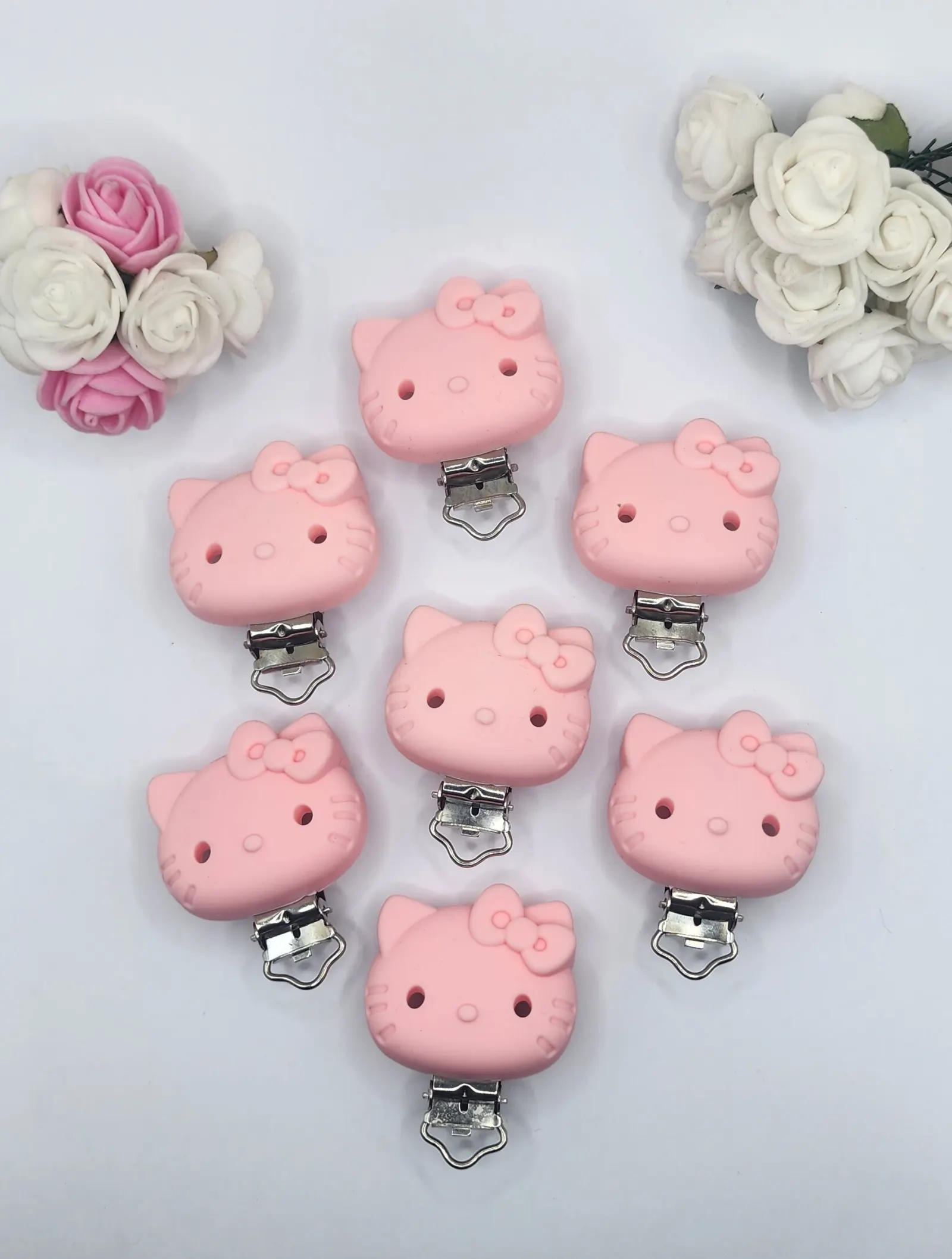 BPA free candy pink silicone clips baby pacifier