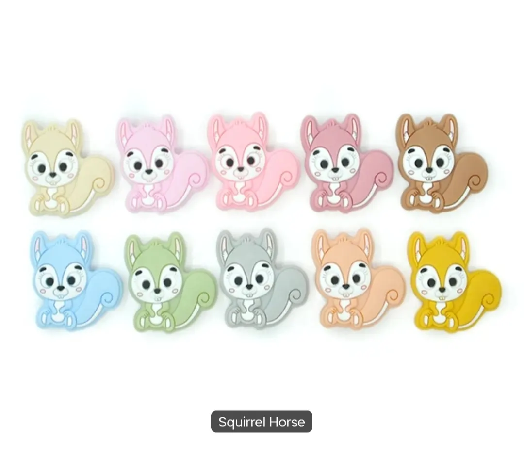 Silicone squirrel animal toy shape BPA free baby holder pacifier