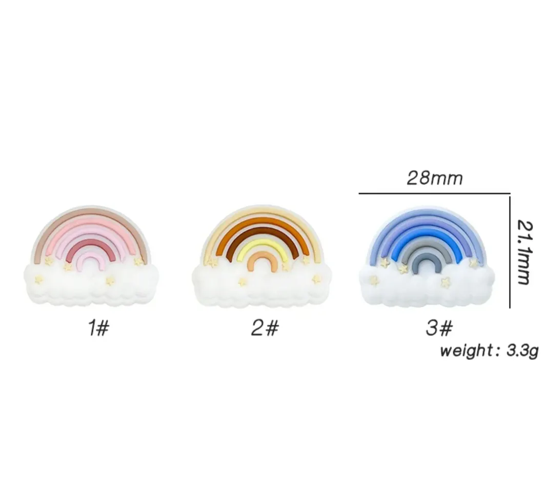 Custom food grade silicone rainbow focal beads BPA free for baby nursing DIY craft