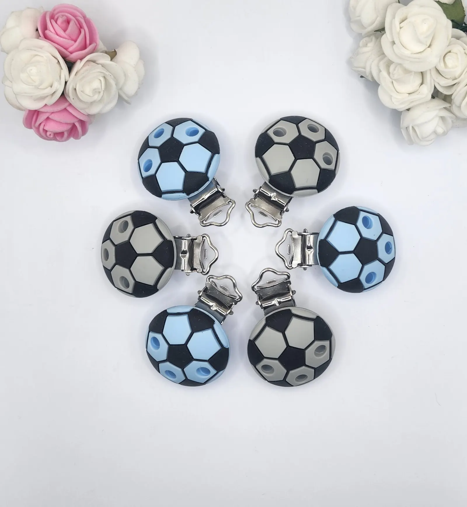 Silicone baby football clips chain pacifier accessories