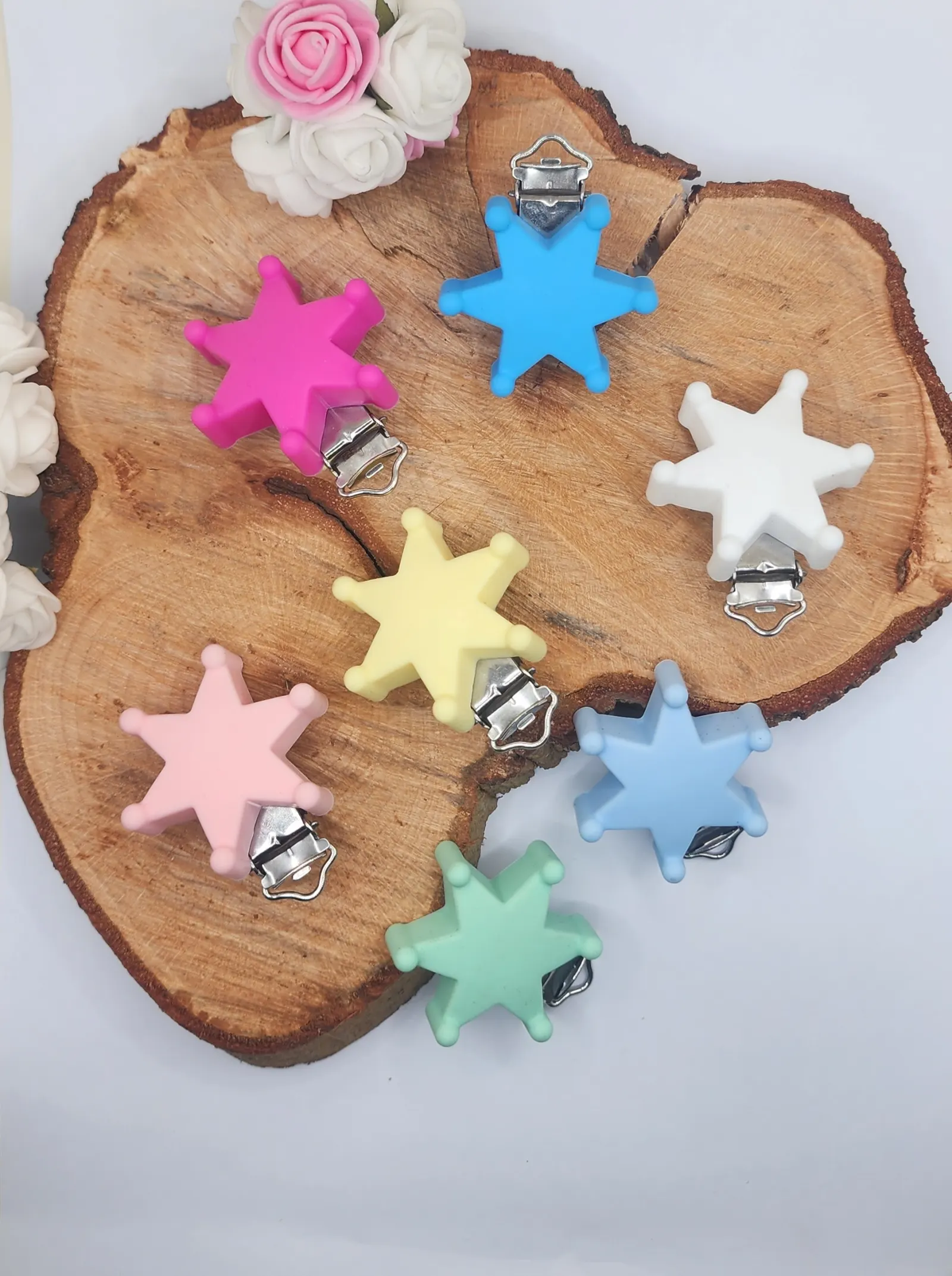 BPA free silicone baby star clips for chain holder eco freindly
