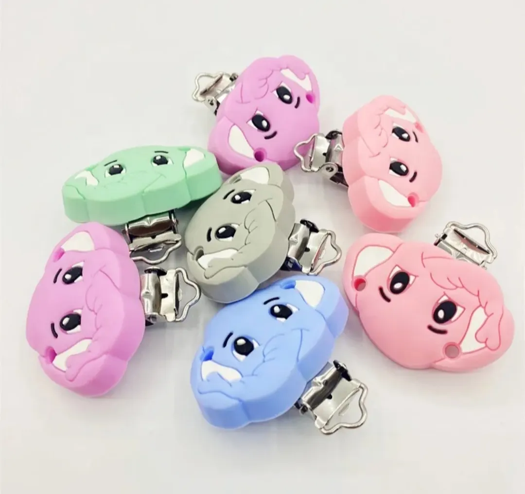 BPA free silicone elephant clips baby chain pacifier holder soft chewing
