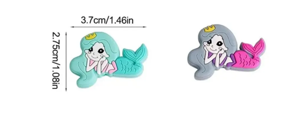 BPA free silicone mermaid beads colorful soft chewing baby girl chain holder
