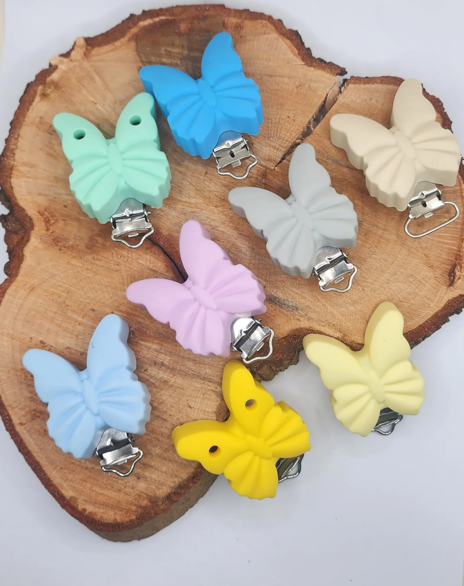 BPA free baby silicone butterfly clips eco friendly baby chain pacifier