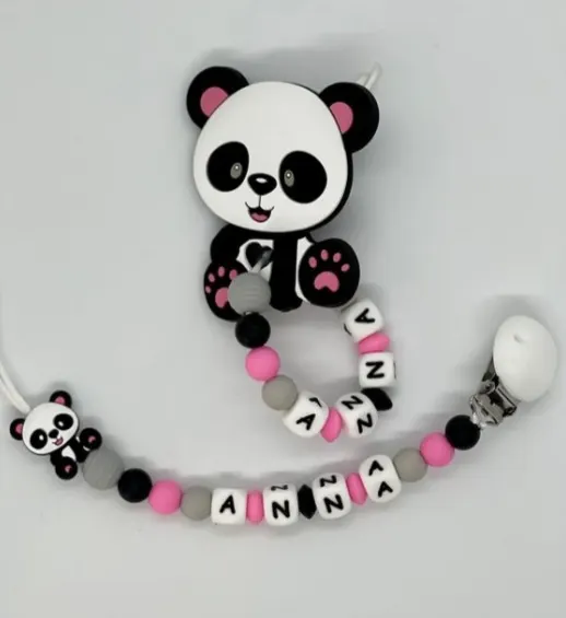 Customized your newborn baby name on silicone baby chain holder