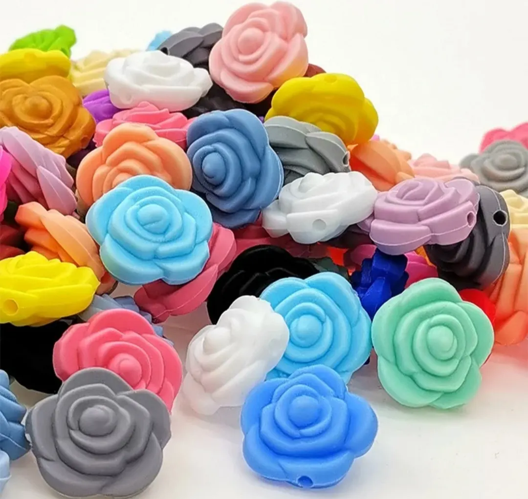 Silicone small flower focal beads baby chain pacifier chewing soft toy