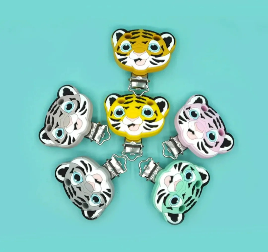 BPA free baby silicone tiger clips wholesale pacifier clips holder
